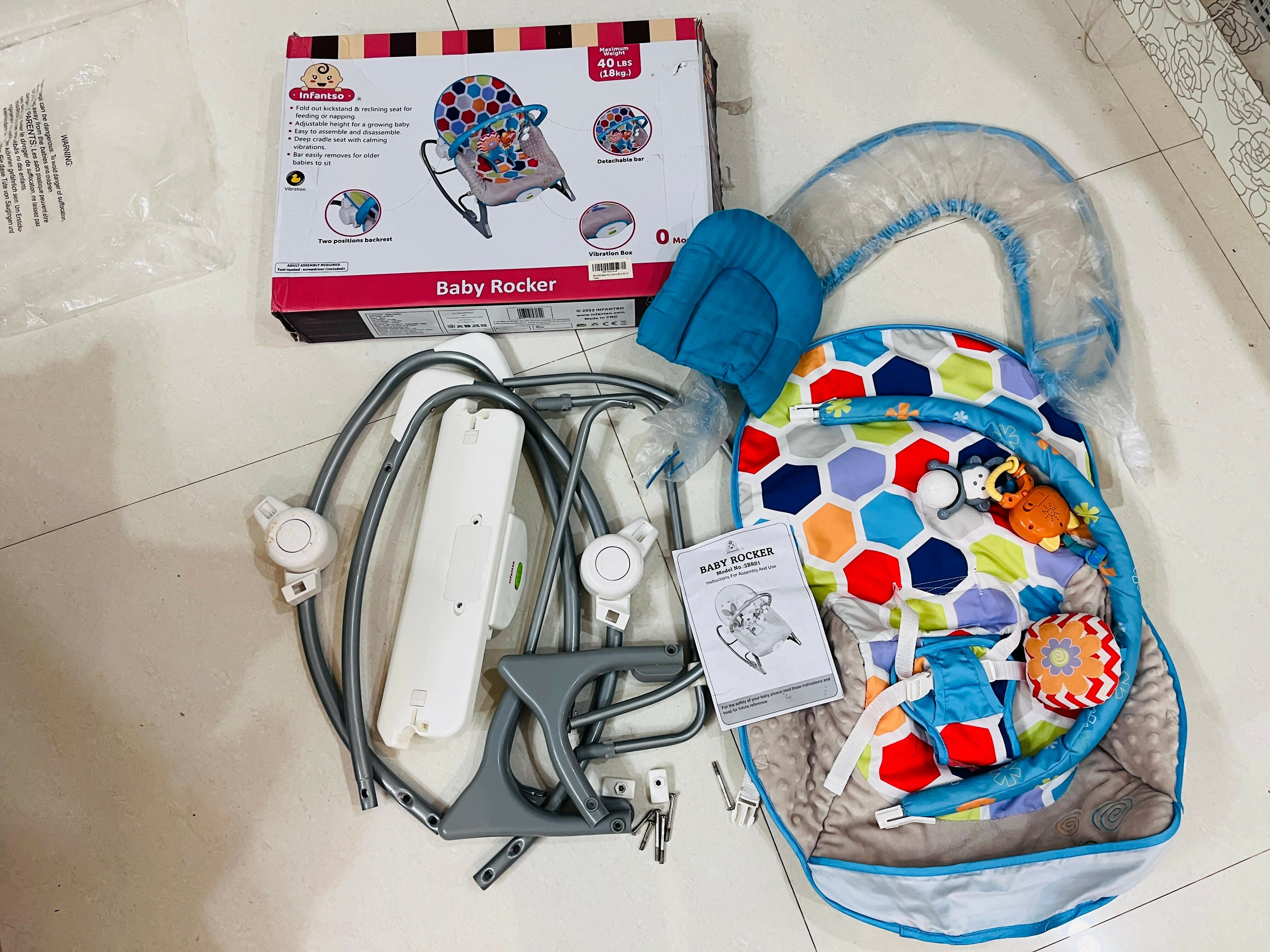 INFANTSO Baby Rocker & Bouncer with Mosquito Net