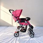 1st Step Grande Baby Stroller Rocker B182 in Pink Black with reversible handle, reclining seat and foldable design.