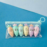 Carrot Shaped fancy highlighter pen set for kids girls, school and office uses. Perfect for school, office, family use. Great gift for your kids, friend or personal collection. 