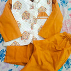 Dress your little one in style with the Kurta Pyjama and Printed Fancy White Base Jacket—perfect for festive occasions, blending tradition with a chic, modern touch!