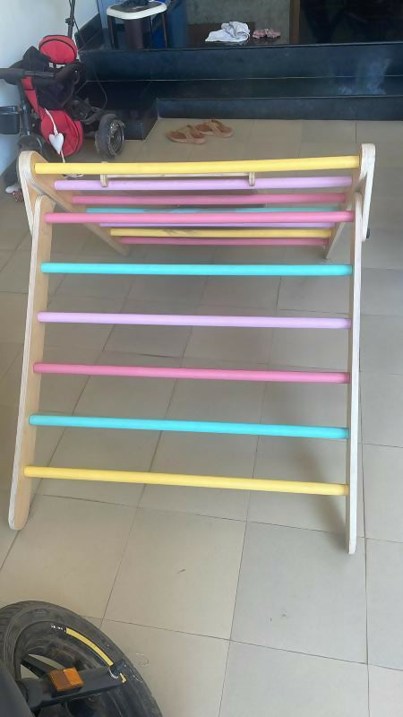 ARIRO steamed beach wood pikler triangle with slide - PyaraBaby