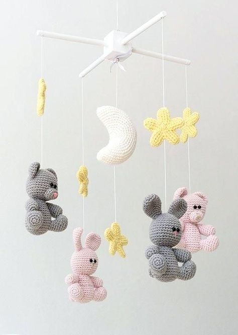 Cot Mobile with Crochet Animals