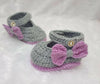 Crochet handmade baby booties with bow