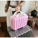 Hard Shell Cosmetic Travel Hand Luggage Portable Carrying Makeup Case Suitcase Organizer Box Travel Vanity Luggage Mini Case (Multicolor)