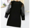 Girls Black Solid Full Sleeve Casual Dress