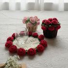 Crochet Rose Flower Coaster with Tiny Basket Set of 6