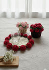 Crochet Rose Flower Coaster with Tiny Basket Set of 6