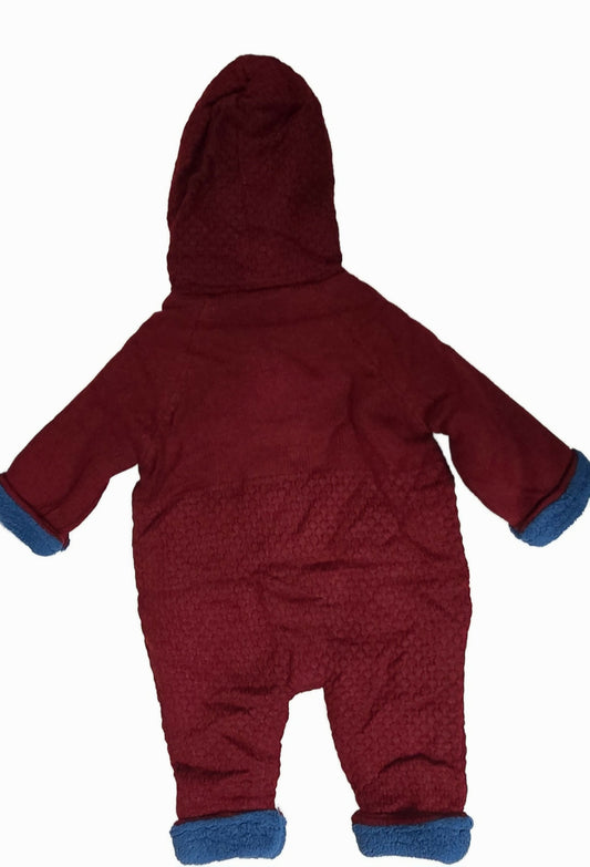 Goyal Sons Winter Red Woolen Romper with Fleece Inside – Warm, cozy, and perfect for keeping your baby snug in chilly weather.