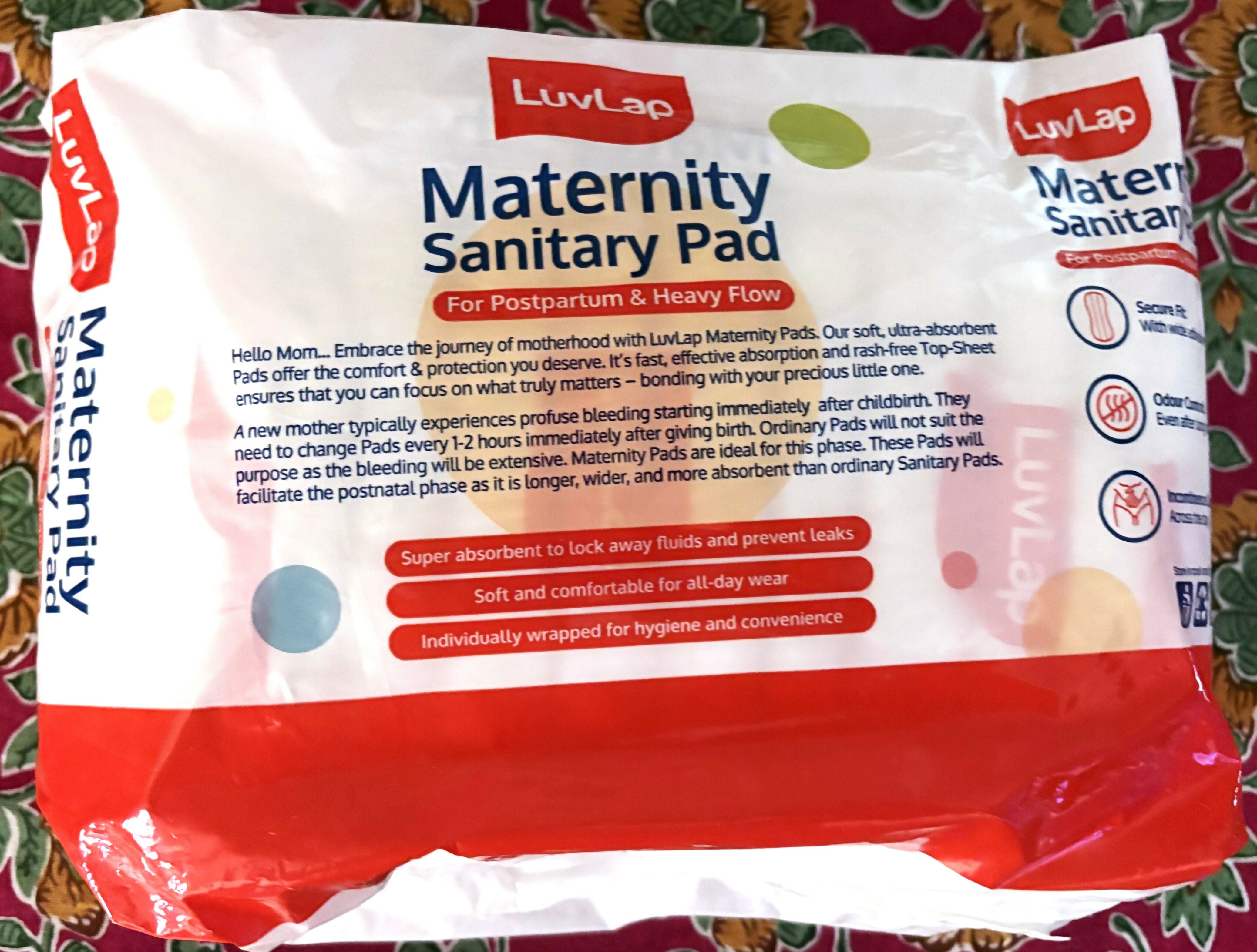 LuvLap Extra Absorbent Maternity Pad, Pack of 10 Pads, 0-2 Weeks Post-Birth, After Delivery Pad for Heavy Flow, Sanitary-Pad for Women, Ultra Soft-Pads for Maternity Flow, Postpartum Bleeding