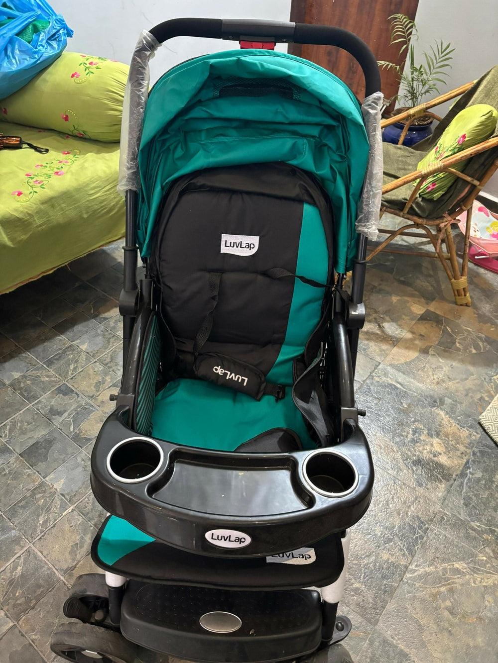 LuvLap Galaxy stroller, LuvLap baby stroller, travel-friendly stroller, reclining baby pram, stroller with safety harness, lightweight stroller for babies