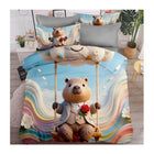 Bedding set with a bear design 
