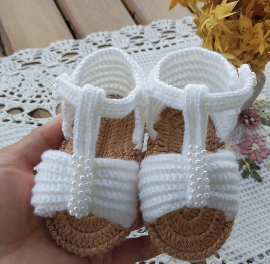 Crochet Handmade Baby Booties with bow