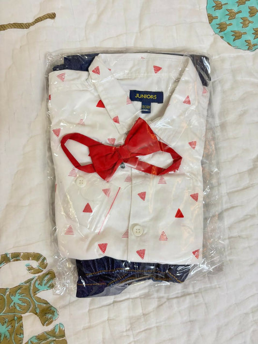 JUNIORS by Lifestyle boys shirt, bow tie & jeans set – brand new, size 18–24 months, fits up to 3 yrs.