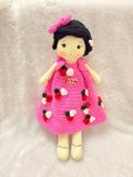 Personalised baby doll with soft hair and custom name embroidery – perfect gift for infants and toddlers.