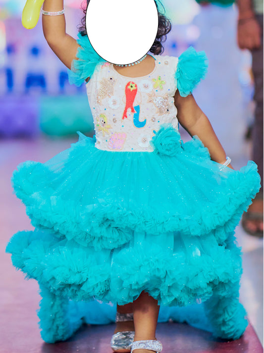 Customized Mermaid Theme gown with Tail for Baby Girl 