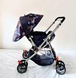 Mee Mee Baby Stroller Foldable Reclining Lightweight Pram Navy