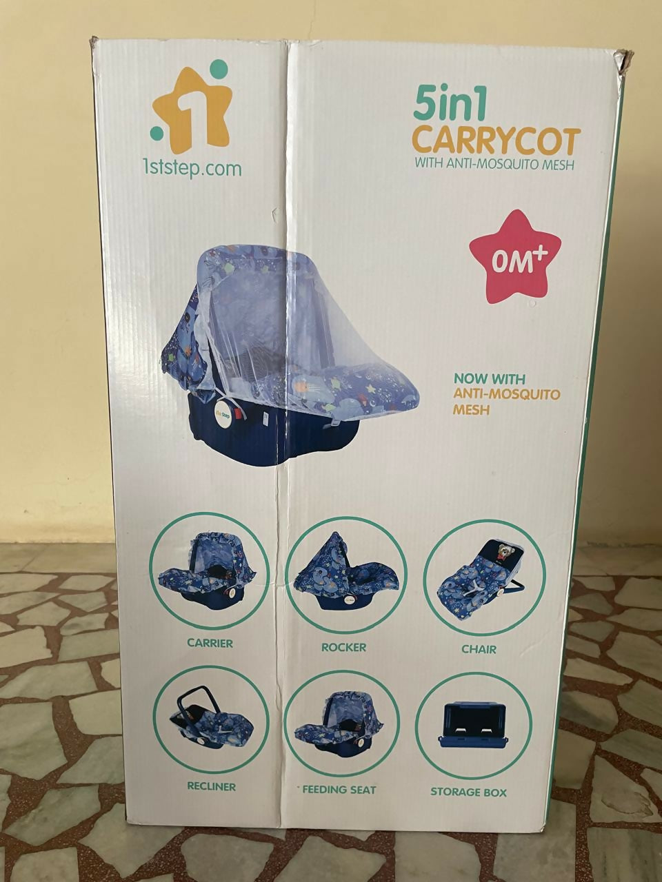 Experience convenience and versatility with the 1st STEP 5-in-1 Carry Cot/Car Seat, offering comfort and safety for your baby from newborn to toddler.