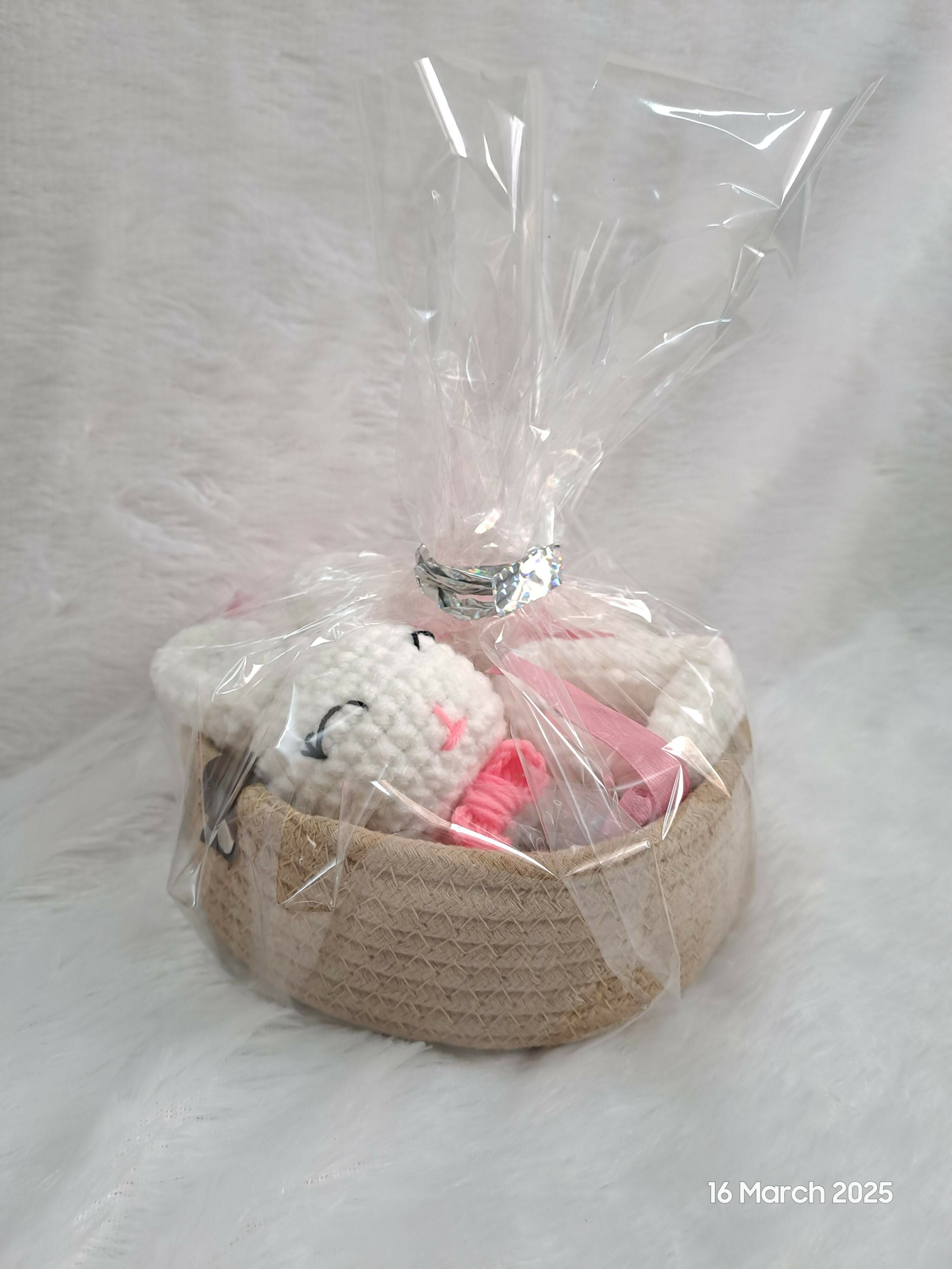 Booties, Rattle, Mittens & Basket Set – A Perfect Gift for Your Little One!