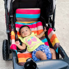 BABYHUG Melody stroller with reversible handle and canopy, reclining seat, smooth wheels, safety harness, and comfortable travel design for babies and toddlers.