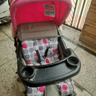 BABYHUG stroller/pram with a lightweight foldable design, reclining seat, adjustable canopy, 5-point safety harness, smooth-rolling wheels, and a spacious storage basket for safe and comfortable travel with babies and toddlers.