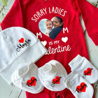 Personalised Romper with Mittens & Cap Set