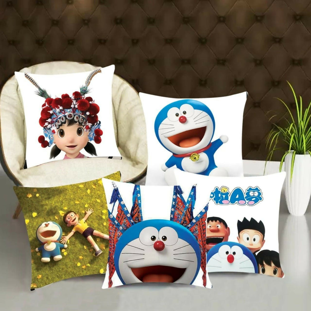 Set of pillows featuring cartoon characters 