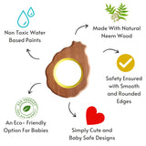 Explore shapes and soothe gums with Babycov's Cute Neem Wood Teethers - natural comfort for safe and playful chewing!