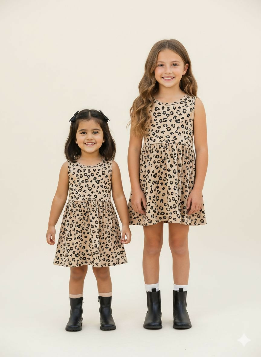 Leopard Print Frock For Girls