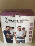 BUTT BABY Hip Seat Baby Carrier in Navy with an ergonomic hip seat, adjustable waist belt, padded shoulder support, breathable fabric, and secure design for comfortable babywearing.