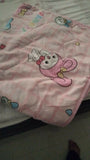 Baby blanket in pink with cute print, soft cozy fabric, lightweight feel, and comfortable warmth for newborns, babies, and everyday use.