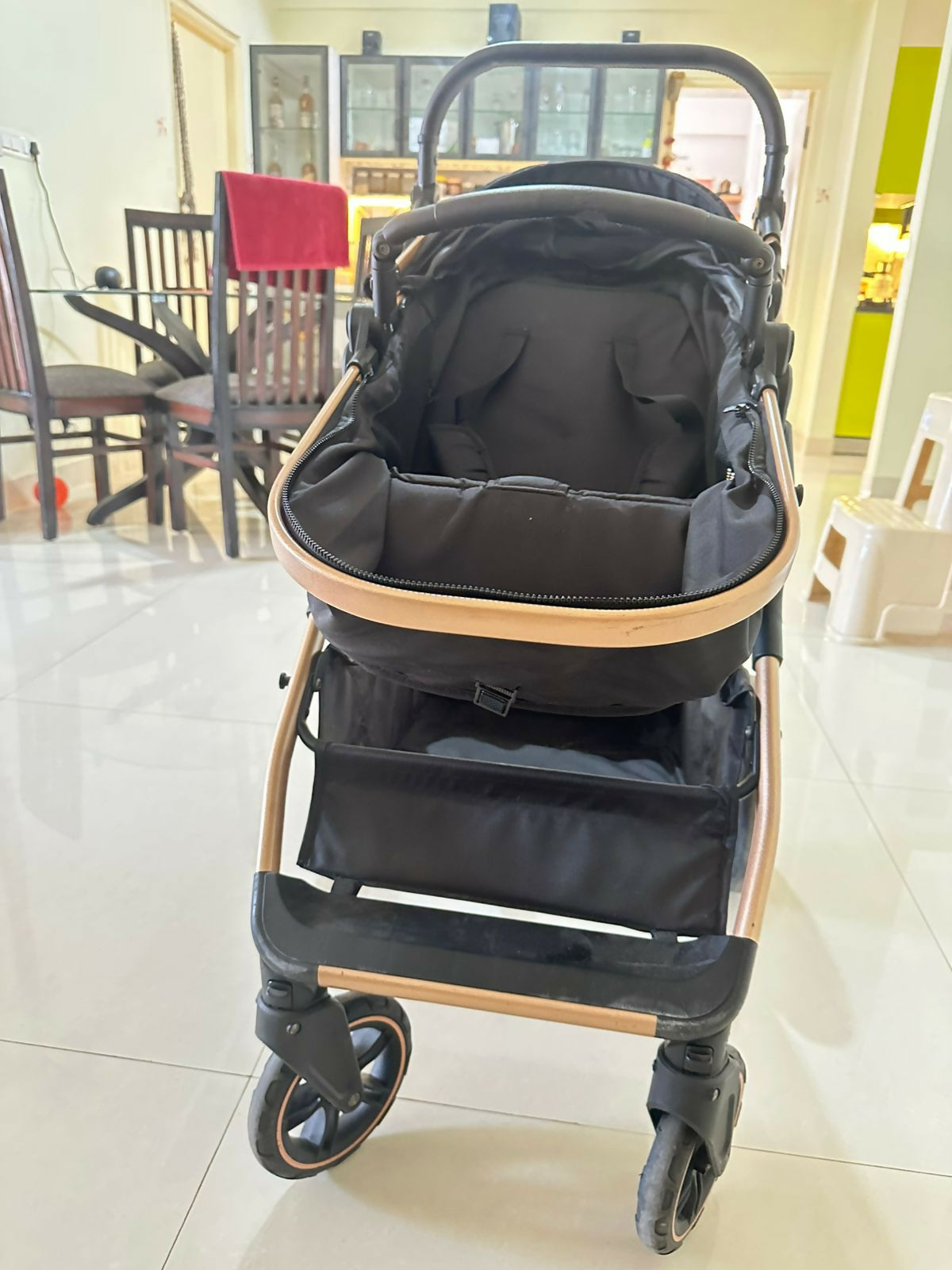 StarAndDaisy EasyGo travel-friendly luxury baby stroller pram buggy with reclining seat, smooth wheels, safety harness, adjustable canopy, and compact design for comfortable baby travel.