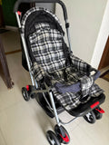 Baby Stroller with a lightweight foldable frame, reclining seat, adjustable canopy, 5-point safety harness, smooth wheels, and spacious storage basket for safe and comfortable everyday travel.