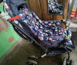 BABYHUG Cosy Cosmo Stroller/Pram in Navy Blue with reversible handle, comfortable reclining seat, adjustable canopy, back pocket, safety harness, smooth wheels, and foldable design for convenient baby travel.