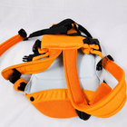 4-in-1 Ergonomic Baby Carrier in Orange with adjustable straps, breathable fabric, padded shoulder support, and multiple carrying positions for comfortable and secure babywearing.