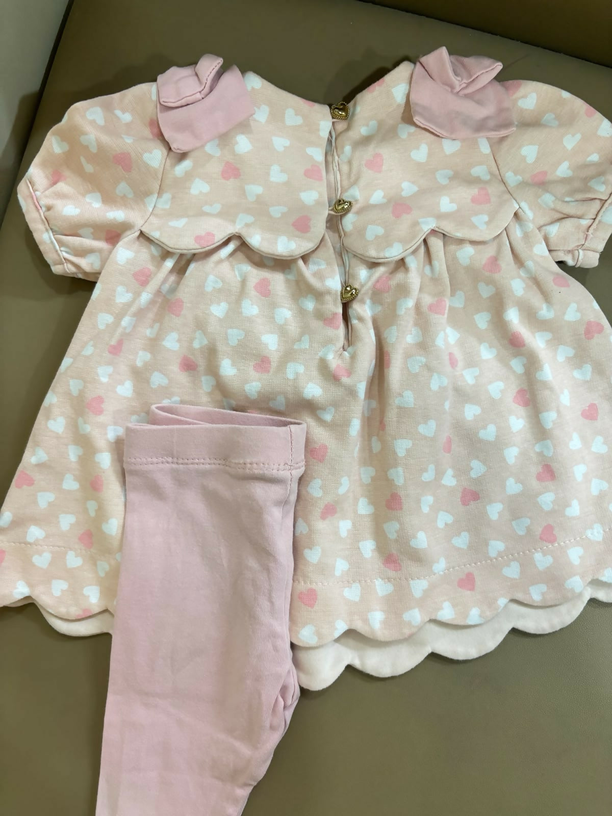 CASHMERES & CUPCAKES imported blouse, leggings, and matching bellies set featuring coordinated styling, soft comfortable fabric, and a complete outfit for outings, celebrations, and special occasions.