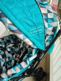BABYHUG Cocoon Blue stroller with reclining seat, smooth wheels, safety harness, adjustable canopy, and comfortable travel design for babies and toddlers.