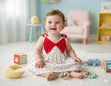 TINY TIGG Baby Sleeveless Bow Dress with Heart Print