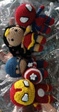 Handmade Superhero Crochet Keychains Collection featuring soft handcrafted crochet characters, detailed hand-stitched designs, lightweight construction, and durable key rings for keys, bags, gifting, and collectibles.