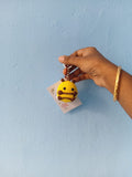 Handmade Crochet Animal Keychains crafted from soft yarn with adorable animal designs, detailed hand-stitched finishes, lightweight construction, and sturdy key rings for bags, keys, and gifting.