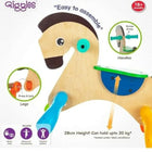 Wooden Rocking Horse (Giggles): A safe, sturdy, and classic toy that encourages imaginative play and motor skill development.