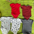 Babyhug Onesies (Set of 5) - Red, Maroon, Grey, White and Lining