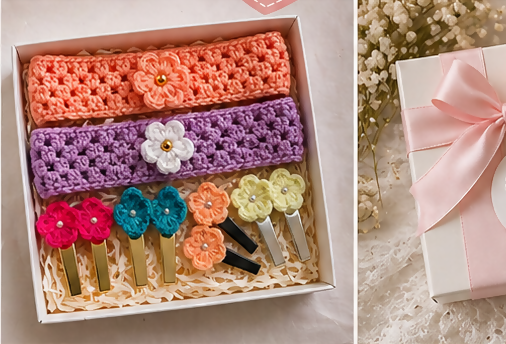 Cute Floral hair accessories set for small baby, Soft & Stylish Hair Accessories