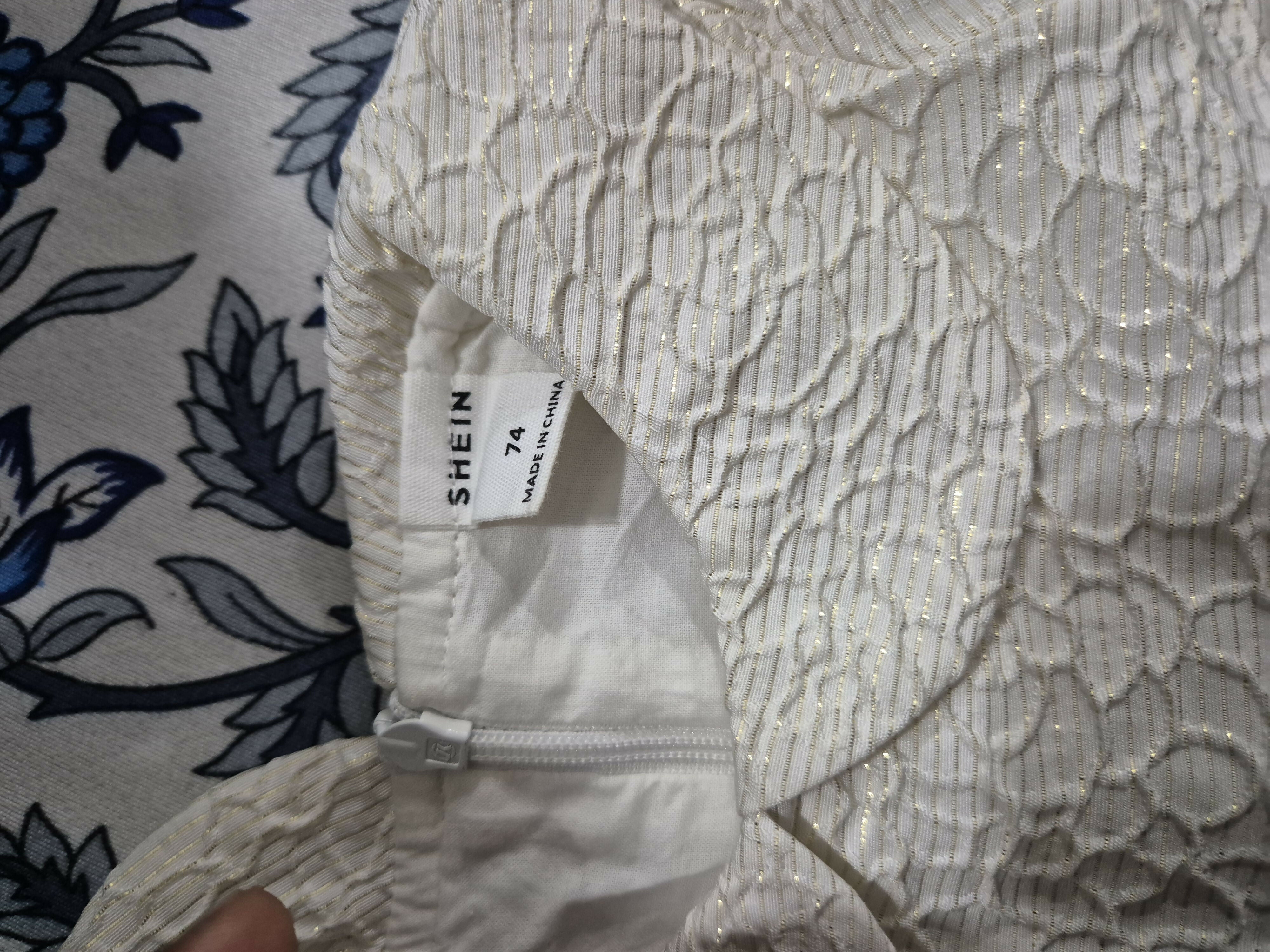 SHEIN Party Wear  White With Golden Shiny Thread Work Baby Dress
