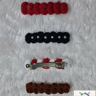 Set of crochet hair clips in red, black, and brown 