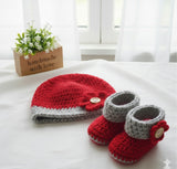 Crochet beanie and bootie set