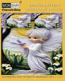 Mokshay Imagination Superking size 7D prints bedsheet set with fairy design on a yellow background