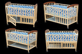 FURNIFEST 16-in-1 baby cot and crib for ages 0–6 years with mattress, diaper changing station, and mosquito net, convertible multifunction nursery bed with sturdy frame and safe sleeping space for babies and toddlers.
