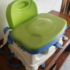 FISHER-PRICE Healthy Care Deluxe Booster Seat in Green & Blue, Almost New condition, featuring a feeding tray, supportive seat, adjustable straps and compact portable design for convenient mealtimes at home or while travelling.