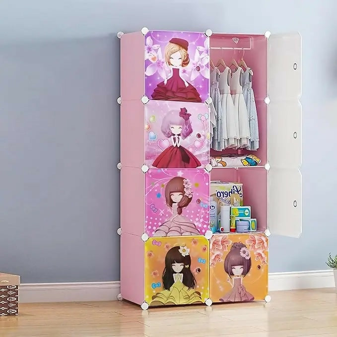 8 Door Plastic Wardrobe for Small Cupboard ( 28×14×56 inch ) - PP Wardrobe