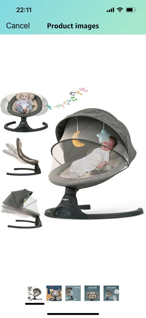 Soothe and entertain your baby with ease using the BABYBEE Electric Swing, featuring gentle rocking motion and engaging toys for relaxation and play.